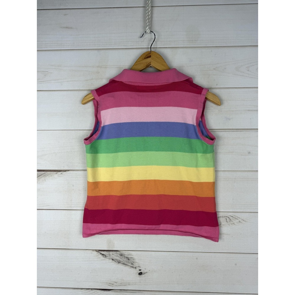 Vintage Northern Isles Shirt Womens Medium Rainbow Stripe Sleeveless Polo 90s - Picture 2 of 7